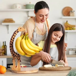 Soporte de madera para plátanos con forma de jirafa, organizador de frutas de sobremesa para cocina y hogar. - Product Image 1
