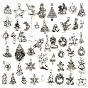 Factory Wholesale Bulk Mixed DIY Tibetan Silver Christmas Charms and pendants for Jewelry Making