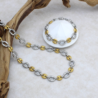 Collier à maillons en forme de grains de café bicolores, chaîne en acier inoxydable plaqué PVD, pour femmes et hommes, bijoux hip-hop à porter au quotidien, cadeau