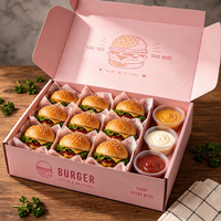 Boîtes en carton ondulé personnalisées avec logo imprimé, sans PFAS, écologiques, résistantes à la graisse, pour frites et hamburgers de restauration rapide, emballage pour restaurants