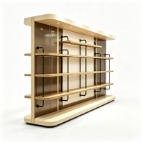 Support mural métallique moderne détachable pour affichage, avec arche LED et supports en tuyaux noirs industriels, personnalisable pour les boutiques de luxe