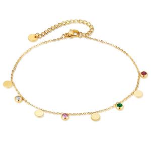 <span class=keywords><strong>Tobillera</strong></span> Minimalista Cristiana Goldix para Mujer, Acero Inoxidable con Dijes de Circonio Coloridos, Joyería Moderna para Fiestas de Verano en la Playa - Product Image 1