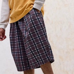 Custom Woven Cotton <b>Men's</b> <b>Shorts</b> Elastic Drawstring Longline Summer <b>Check</b> <b>Shorts</b> - Product Image 1
