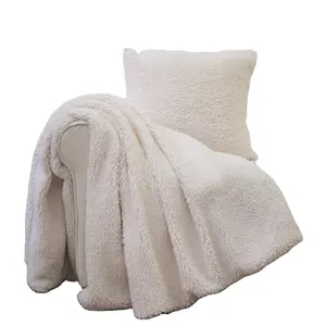 Couverture Sherpa en peluche, plaid ultra doux en microfibre, couleur unie, pour canapé et canapé