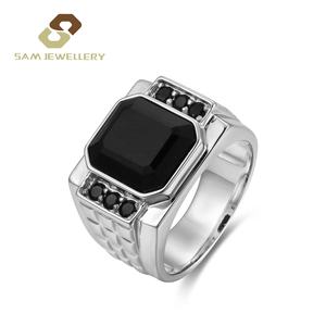 Anello da uomo <span class=keywords><strong>ottomano</strong></span> <span class=keywords><strong>turco</strong></span> argento 925 grande quadrato nero agata Hip Hop anello gioiello resistente - Product Image 3