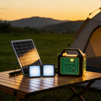 Système de haut-parleurs solaires portables DC avec batterie LiFePO4 intégrée, panneau de charge solaire, lampe de poche, audio multifonctionnel pour l'extérieur