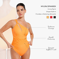 Hexin Dropshipping Custom Een Schouder Naadloos Doorzichtig Gaas Thong Body Shaper Badpak Voor Vrouwen