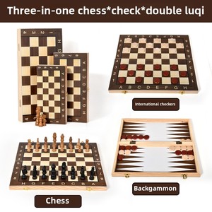 Trò chơi bảng gỗ có thể gập lại 3 trong 1 xuyên biên giới góc tròn cờ vua quốc tế-Đồ chơi cạnh tranh giáo dục - Product Image 3