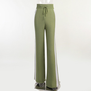 צבע ניגודיות פס רחב רגליים מכנסי טרנינג מכנסי טרנינג נשים סתיו חדש נשים מותן גבוה דק מכנסי אופנה רפויים - Product Image 6