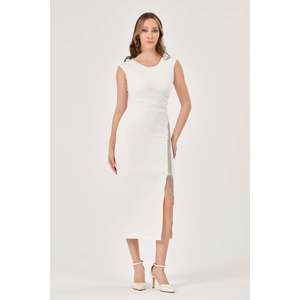 Haut pull-over décontracté pour femme DANS, couleur écru, chemisier confortable à manches longues pour tous les jours, tailles 38-42 - Product Image 1