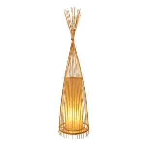 HITECDAD handmade vintage bamboo table light Rattan floor Light for island house and resort decoration