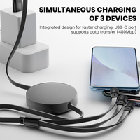 Cable de Carga Rápida Retráctil 6 en 1 de 100W de Marca, Cable de Datos USB de Carga Rápida, Cable de Carga USB Tipo C con Logotipo Personalizado