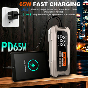 เครื่องช่วยสตาร์ทรถยนต์ 4000A Peak Jump Starter พร้อ<span class=keywords><strong>ม</strong></span>เครื่องอัดอากาศ 150PSI สตาร์ทเครื่องยนต์เบนซิน 12.0 ลิตร และดีเซล 10.0 ลิตร  แบตสำรอง PD65W สำหรับรถยนต์ 12V/24V - Product Image 6
