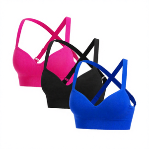 Gym Cross Back Yoga Sports <b>Bra</b> Lightweight Breathable Seamless Four-Way <b>Stretch</b> High for Workout Fitness Push up for Women - Product Image 3