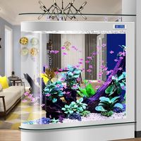 Bureau en verre trempé ovale grande méduse réservoir écologique spécial réservoir vivant réservoir de poissons