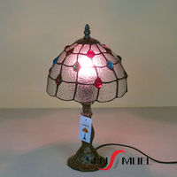 Vente en gros et vente directe de petites lampes de table en verre coloré de 8 pouces, style mosaïque, à bas prix