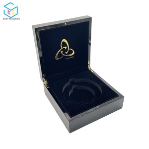 custom luxury caviar gift packaging glossy wood box with matel logo