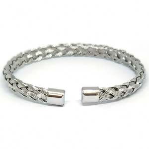 Pulsera de Hombre de Acero Inoxidable con Malla de Alambre Trenzado, Brazalete Cruzado Tejido Personalizado, Chapado en Oro de 18K, Clásico Abierto, Antideslustre - Product Image 5