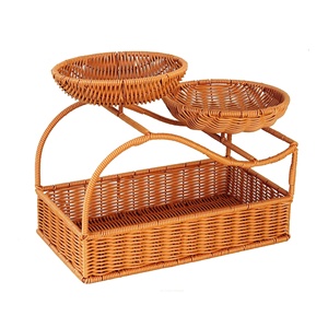 Cesto Portafrutta Rettangolare Creativo a Doppio Strato in Plastica PP Vintage, Porta Snack e Caramelle per Soggiorno, Articoli per Capodanno, per il Tè del Pomeriggio - Product Image 1