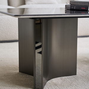<span class=keywords><strong>Table</strong></span> <span class=keywords><strong>basse</strong></span> rectangulaire de style moderne du milieu du siècle, luxe classique, imitation marbre, cadre en acier inoxydable - Product Image 4