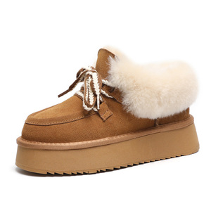 Stivali da Neve da <span class=keywords><strong>Donna</strong></span> con Suola Spessa, Foderati in Pelliccia, Caldi per l'Inverno, Tubo Corto in Pelle Scamosciata, Chiusura Slip-On, Antiscivolo, con Rialzo Interno - Product Image 5