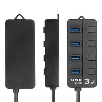 Penjualan terlaris 4TF USB 3.0 Hub 4 port Transfer Data berkecepatan tinggi untuk PC Laptop bahan ABS dengan kabel minyak karet semprotan saklar stok