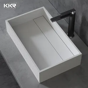 现代浴室洗手盆环保材料固体表面混凝土洗手盆合成石浴室盆