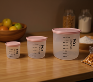 Recipientes de plástico para almacenamiento con tapas de rosca de 400 ml, 1 litro, 2 litros, recipientes multiusos para almacenamiento de alimentos en la cocina, redondos, de material PP - Product Image 2