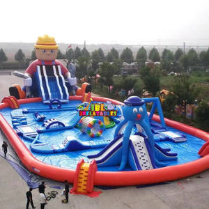 Parc aquatique gonflable commercial OEM en PVC, thème <span class=keywords><strong>jungle</strong></span> tropicale, avec piscine et plusieurs toboggans pour parc d'attractions - Product Image 4