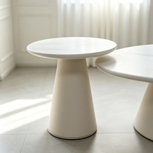Table basse ovale moderne en marbre blanc, ensemble emboîtable, design minimaliste, multi-usages, facile à nettoyer, mobilier de salon - Product Image 2