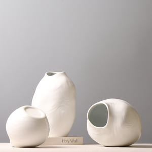Vintage Wabi Sabi Moon Jar Jingdezhen <span class=keywords><strong>Curso</strong></span> hecho a mano Cerámica Florero blanco Florero <span class=keywords><strong>de</strong></span> agua Florero Ornamento Florero grande - Product Image 5