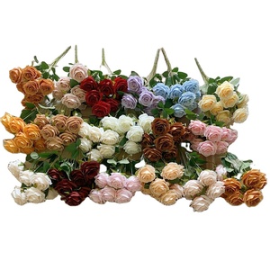 Ramo de rosas artificiales de 9 cabezas, flores artificiales, ramo de rosas, ramo de rosas blancas, venta al por mayor - Product Image 1