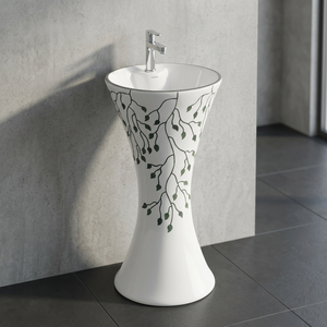 Lavabo design moderne sur pied pour maison et hôtel, noir gris gaufré - Product Image 3