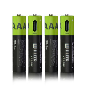 IILEER USA Entrepôt en Stock Personnalisé AAA Lithium Ion Batteries 1.5V 500mAh Type-C Charge AAa Rechargeable pour Lumière Maison - Product Image 6