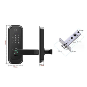 Tuya Smart Wifi Lock With Peerhole Viewer Camera to Capture <strong>Pictures</strong> Digital <strong>Biometric</strong> Fingerprint Locks With Lever Handle - Product Image 3