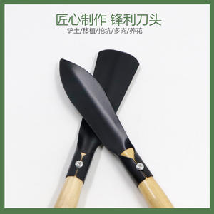 Bêche de jardinage en acier au carbone avec manche en bois pour la plantation de fleurs et l'entretien des semis - Product Image 1