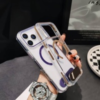 Nouveau design de luxe étui de téléphone magnétique en acrylique de couleur cristalline avec support en métal invisible pour iPhone 17 17 Pro Max A-1196