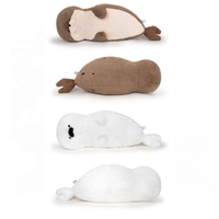 Coussin en peluche mignon en forme de loutre de mer couchée, doux, en forme d'animal, pour le sommeil, jouet, vente en gros, fabricant sur mesure, cadeau pour enfants