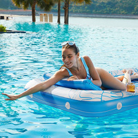 Lit à eau gonflable hamac PVC flotteur de piscine inclinable flottant avec porte-gobelet pour piscine et spa