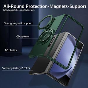 <span class=keywords><strong>Coque</strong></span> de téléphone magnétique sans fil de couleur unie pour Galaxy Z Fold 3 4 5 6 7, étui antichoc avec support métallique - Product Image 4