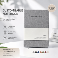 Buku Catatan Kertas Offset Hardcover Kain Linen Kustom A5/A6 Logo Timbul Jurnal Bisnis Hadiah Promosi Perusahaan OEM ODM