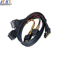 Cable de Extensión de Datos para Servidor, Diseño Delgado y Anti-Deslizamiento, SFF-8654 8i 74PIN a 2 * GEN-Z 1C 56PIN, 50CM 80CM con Alimentación SATA 15PIN