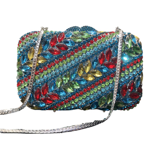 Daffgui Women Chic <b>Leaves</b> Rhinestone Clutch Evening Bag With Chain Magnetic Closure Sparkling PU Lining - Product Image 6