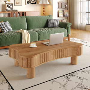 Lift Top Coffee <b>Table</b> 42 In Fluted Panel Hidden <b>Storage</b> Silent Hydraulic Lift Curved Safety <b>Corners</b> Living Room - Product Image 3