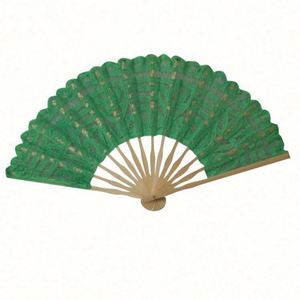 Abanico de Encaje Colorido de 27 CM, Abanico de Encaje Personalizado Hecho a Mano con Varillas de Bambú para Decoración de Bodas, Baile y Fiestas - Product Image 2