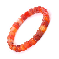 Bracelet et Jonc en Pierres Naturelles Style Romantique, Agate Carrée Jaune et Café, Fait Main, Unisexe, Cadeau, Vente en Gros