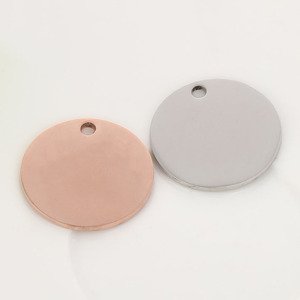 Plaque d'identification pour animaux de compagnie en acier inoxydable, or rose, ronde, vierge, pour personnalisation - Product Image 4