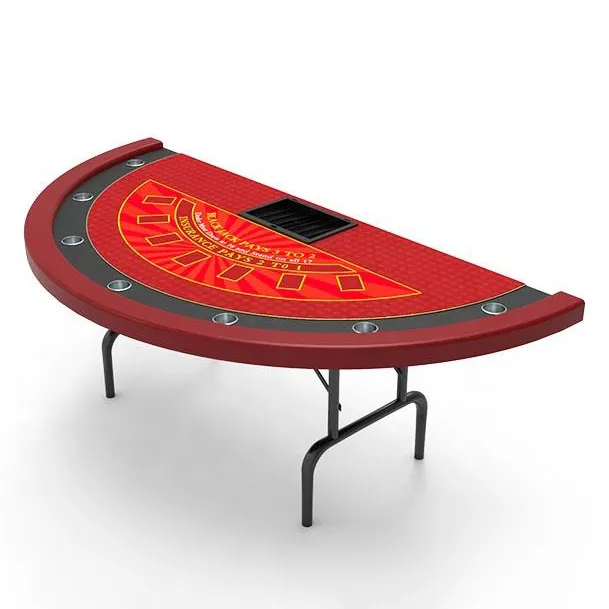 YH Wholesale 7で1 Casino Gambling Folding Customized Half Blackjack Poker Table With Chips Trap