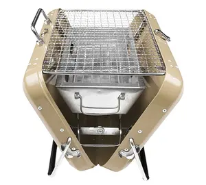 自制木炭便携式迷你烤架家用户外野营烤架简易盒便携式木炭折叠烧烤烤箱烤架