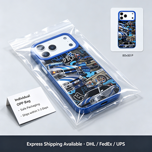Custodia in TPU opaco con motivo collage auto sportiva blu graffiti, <span class=keywords><strong>cover</strong></span> antiurto per iPhone 17 16 15 14 13 Pro Max - Product Image 5